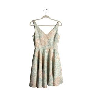 Elle by RW&CO. Women's Floral Pastel Fit and Flare V-Neck Dress